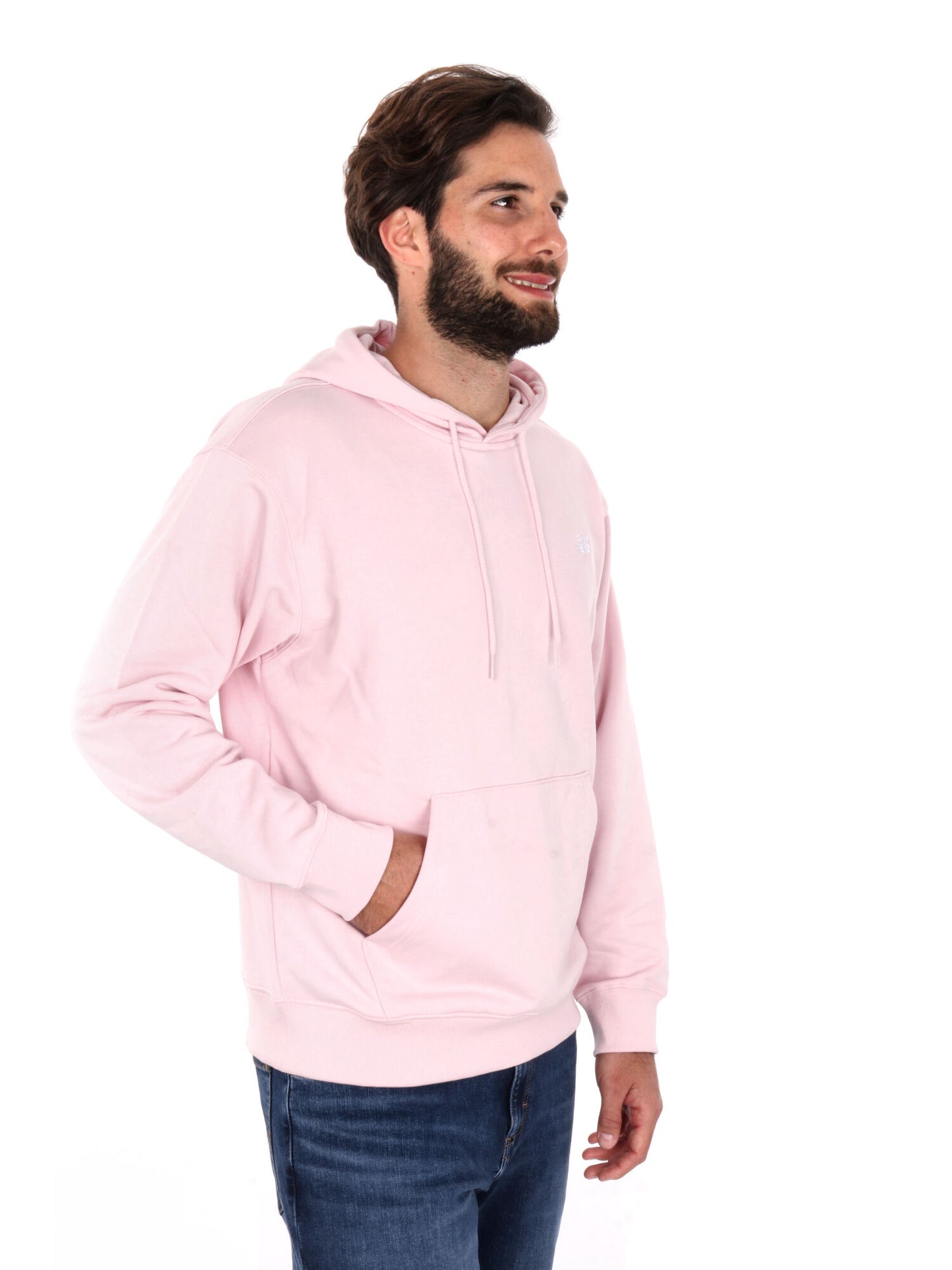 FELPA CON CAPPUCCIO CON LOGO RICAMATO NEW BALANCE UOMO ROSA