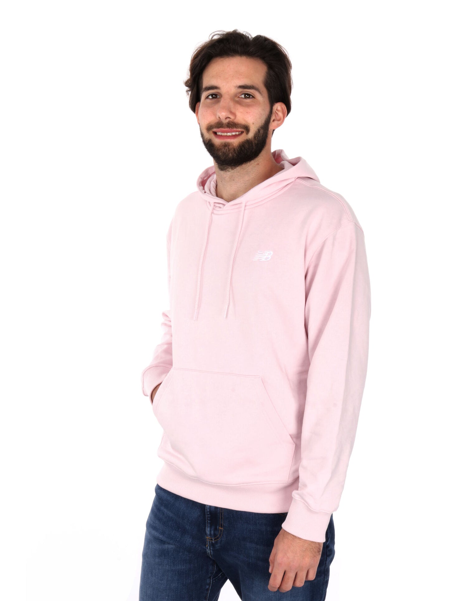 FELPA CON CAPPUCCIO CON LOGO RICAMATO NEW BALANCE UOMO ROSA