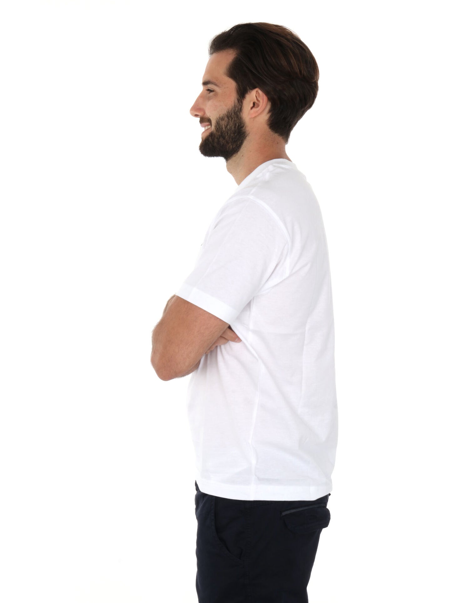 T-shirt bianca New Balance con ricamo e manica corta da uomo