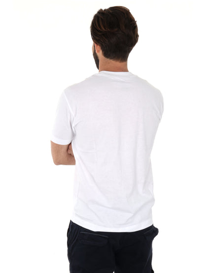 T-shirt bianca New Balance con ricamo e manica corta da uomo