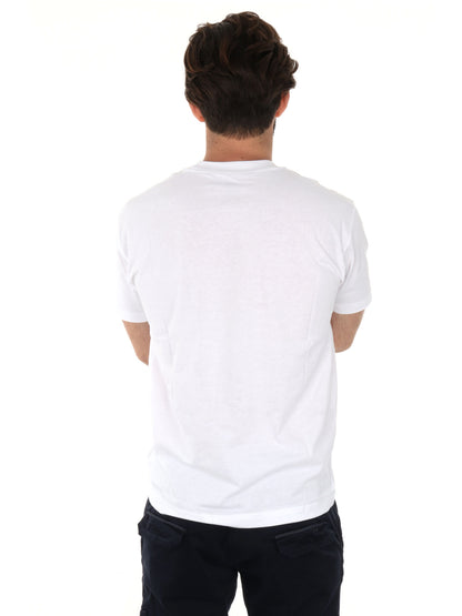 T-shirt bianca New Balance con ricamo e manica corta da uomo