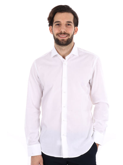 Camicia bianca slim FB Napoli in cotone da uomo per cerimonia
