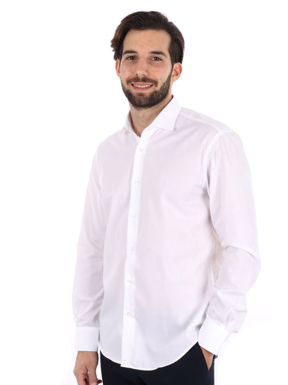 Camicia bianca slim FB Napoli in cotone da uomo per cerimonia