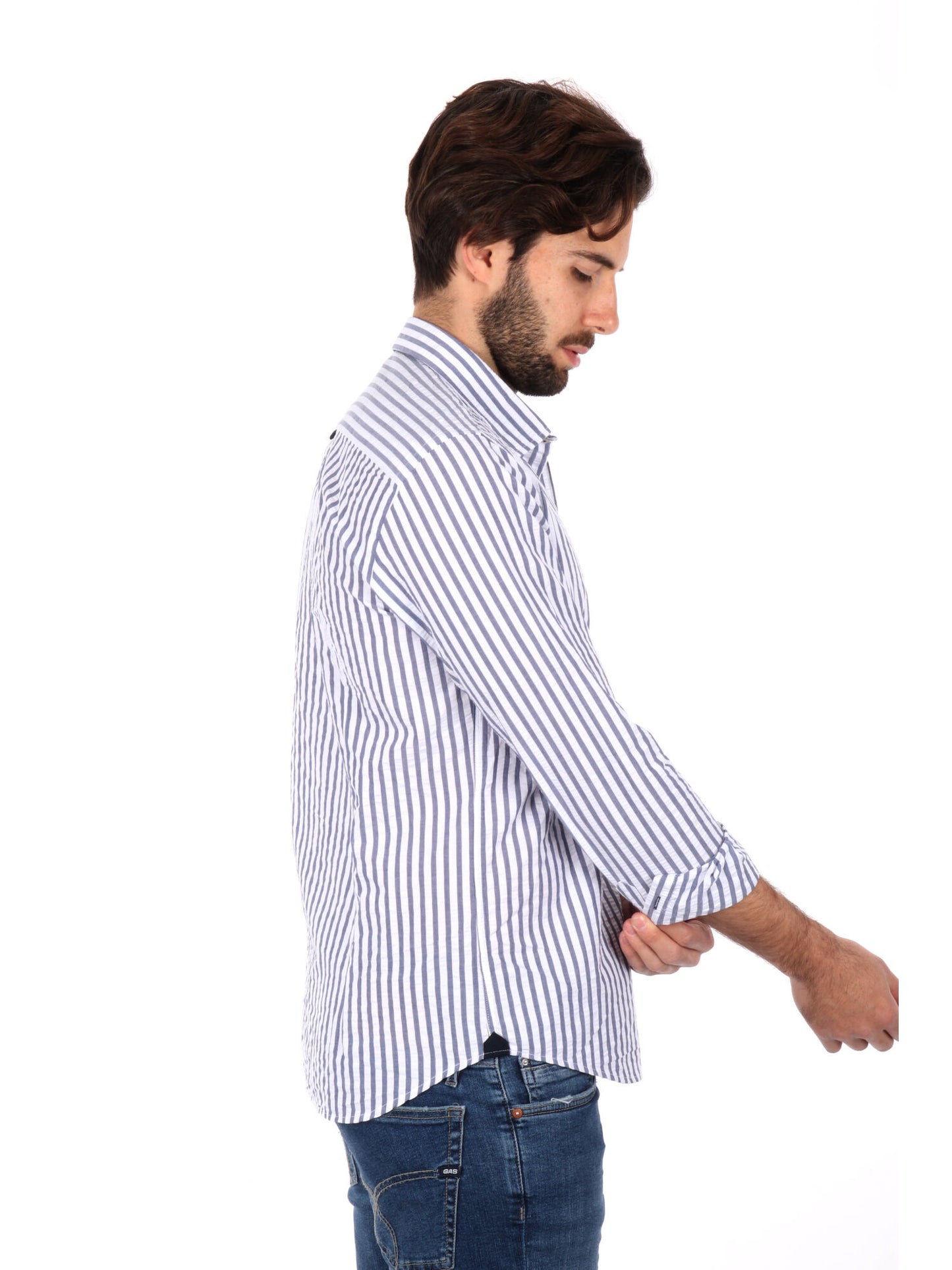 CAMICIA A RIGHE FB UOMO BIANCO-BLU