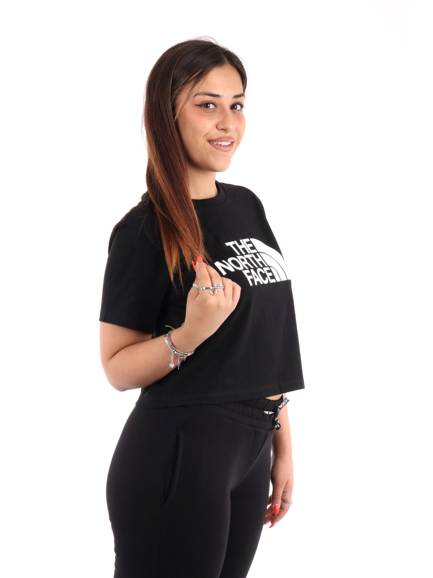 T-SHIRT GIROCOLLO CROP THE NORTH FACE DONNA NERO