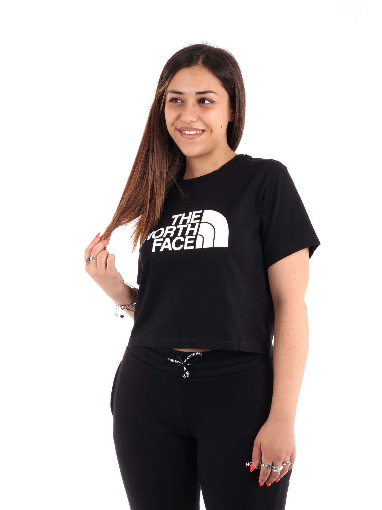 T-SHIRT GIROCOLLO CROP THE NORTH FACE DONNA NERO