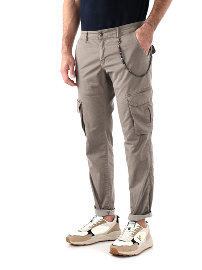 Pantalone cargo da uomo FB Palinsesto Cat in cotone beige spago