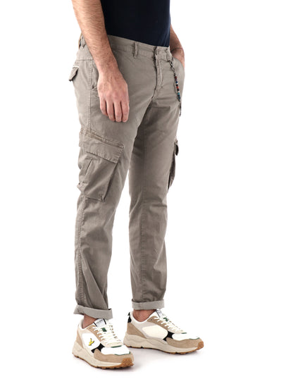Pantalone cargo da uomo FB Palinsesto Cat in cotone beige spago