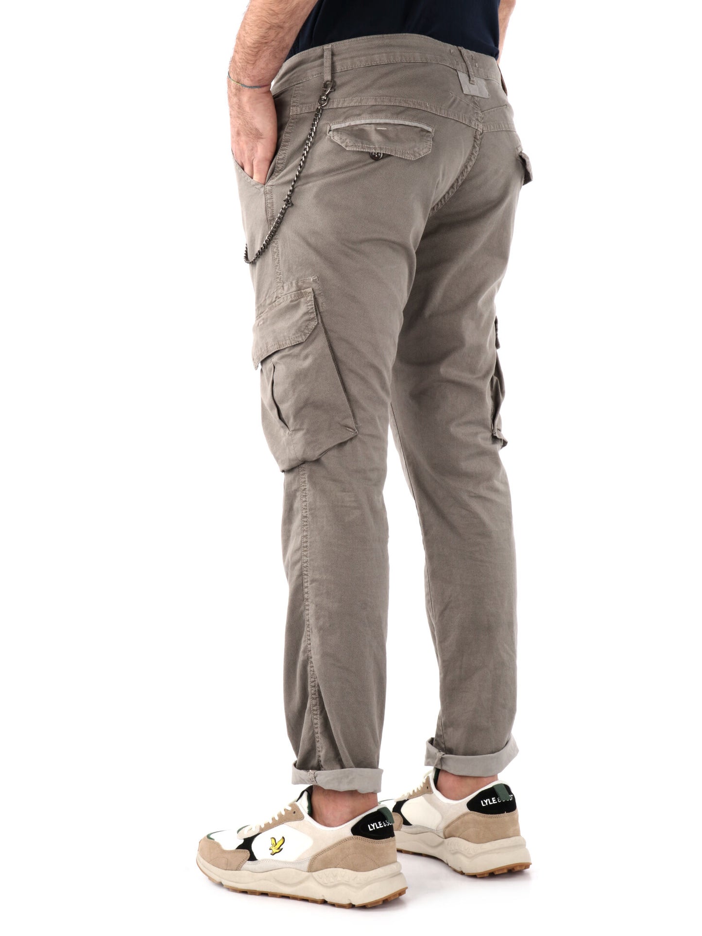 Pantalone cargo da uomo FB Palinsesto Cat in cotone beige spago