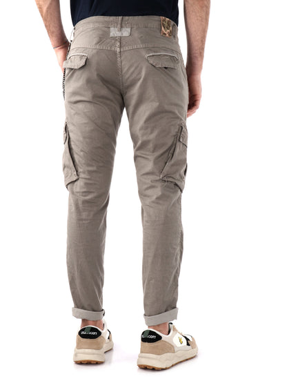 Pantalone cargo da uomo FB Palinsesto Cat in cotone beige spago