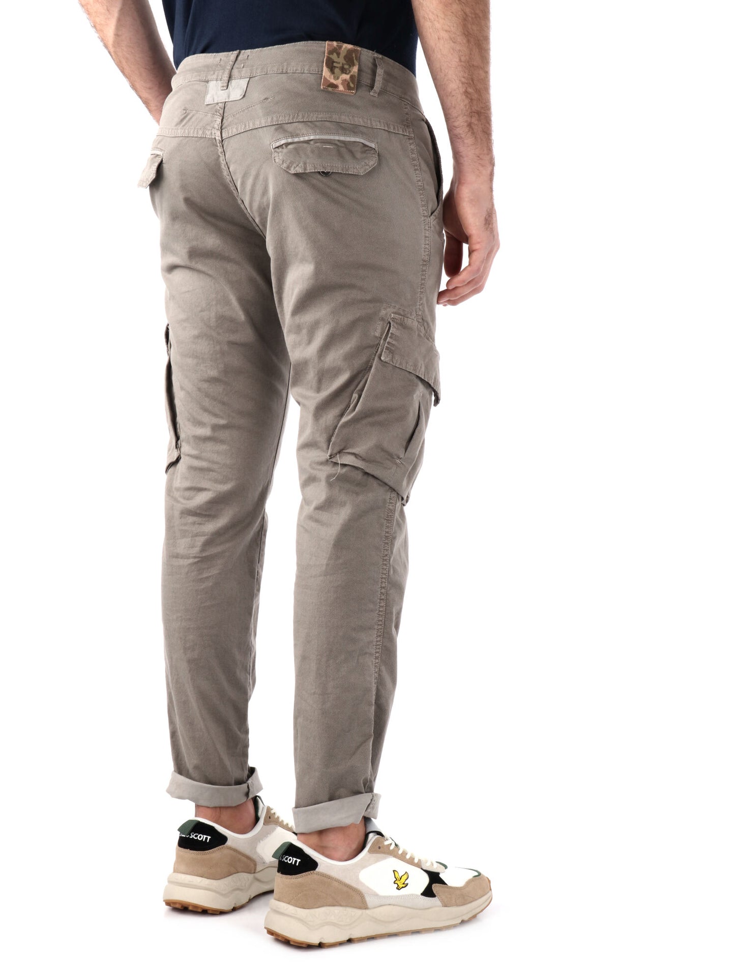 Pantalone cargo da uomo FB Palinsesto Cat in cotone beige spago