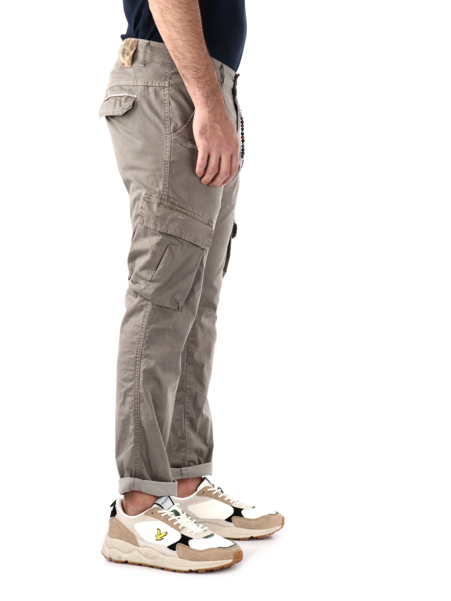 Pantalone cargo da uomo FB Palinsesto Cat in cotone beige spago
