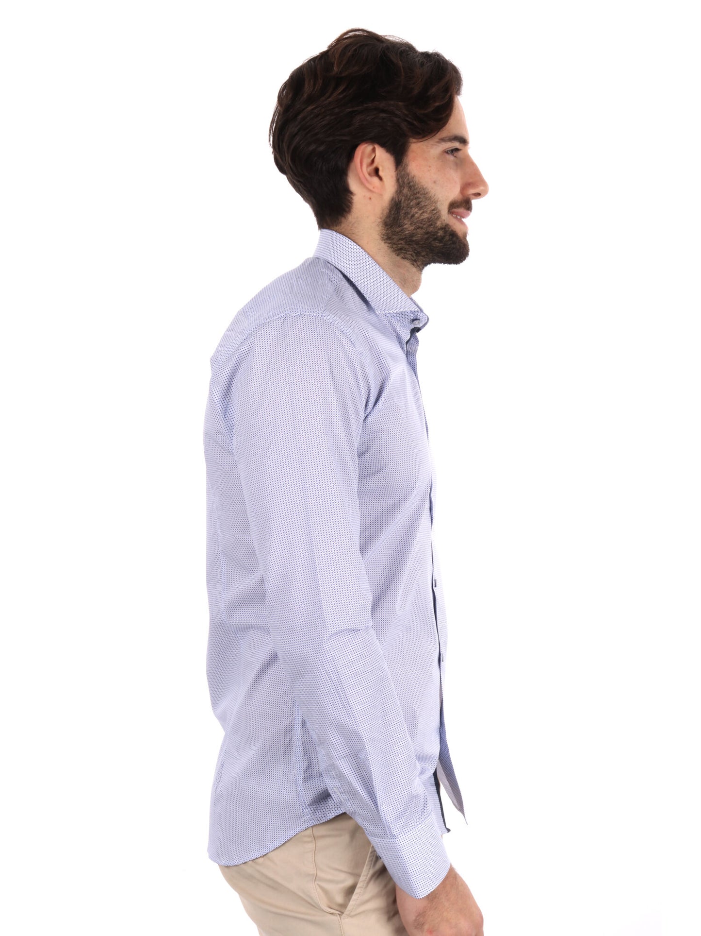 CAMICIA MICROFANTASIA FB UOMO BIANCO AZZURRO