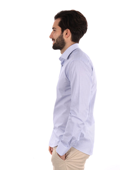 CAMICIA MICROFANTASIA FB UOMO BIANCO AZZURRO
