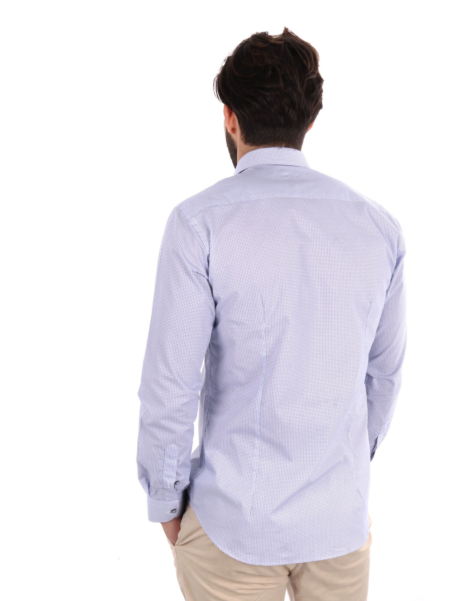 CAMICIA MICROFANTASIA FB UOMO BIANCO AZZURRO