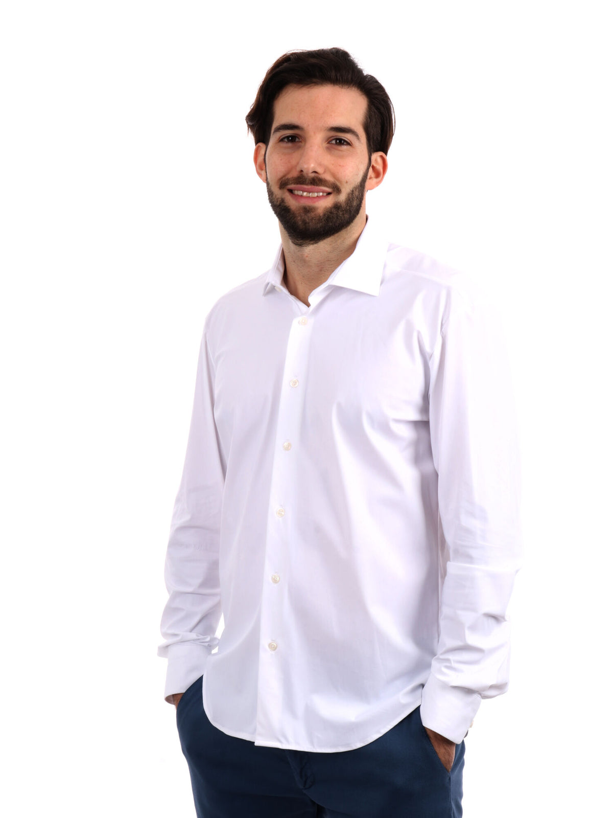 F.b. camicia tecnica da uomo bianco