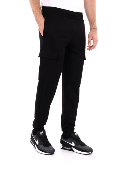 Pantaloni cargo da uomo EA7 Emporio Armani in nero con vita elastica