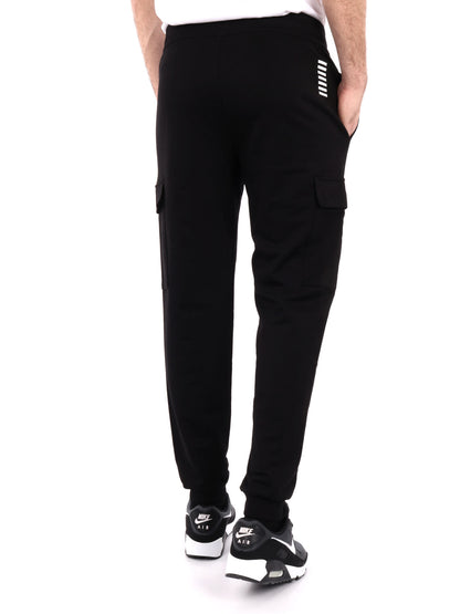 Pantaloni cargo da uomo EA7 Emporio Armani in nero con vita elastica