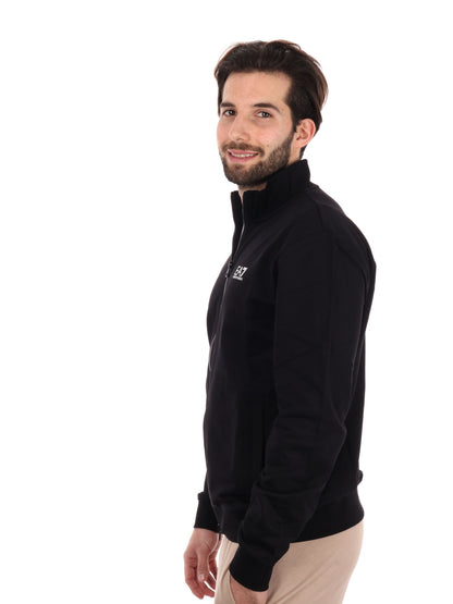 FELPA CON CAPPUCCIO E ZIP EA7 EMPORIO ARMANI UOMO NERO
