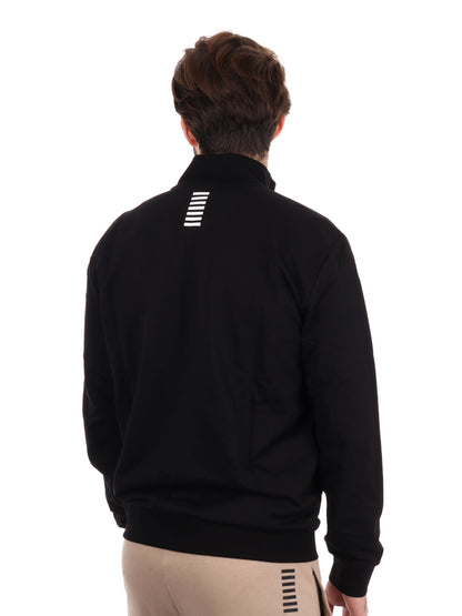 FELPA CON CAPPUCCIO E ZIP EA7 EMPORIO ARMANI UOMO NERO