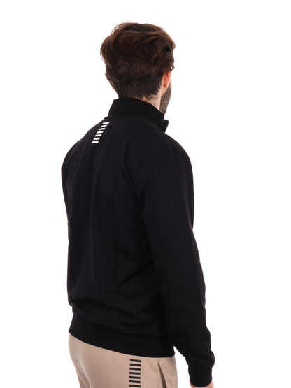 FELPA CON CAPPUCCIO E ZIP EA7 EMPORIO ARMANI UOMO NERO
