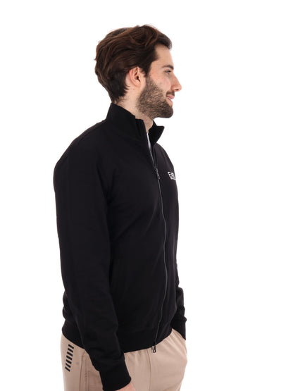 FELPA CON CAPPUCCIO E ZIP EA7 EMPORIO ARMANI UOMO NERO