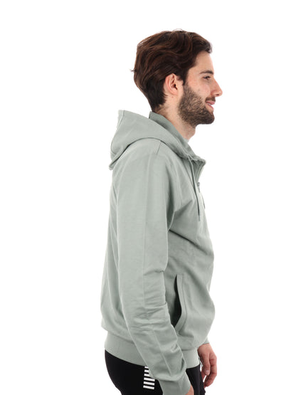 FELPA CON CAPPUCCIO E ZIP CORE IDENTITY EA7 EMPORIO ARMANI UOMO SALVIA