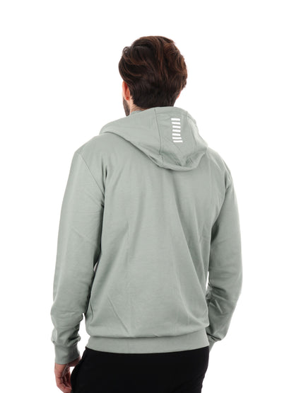 FELPA CON CAPPUCCIO E ZIP CORE IDENTITY EA7 EMPORIO ARMANI UOMO SALVIA