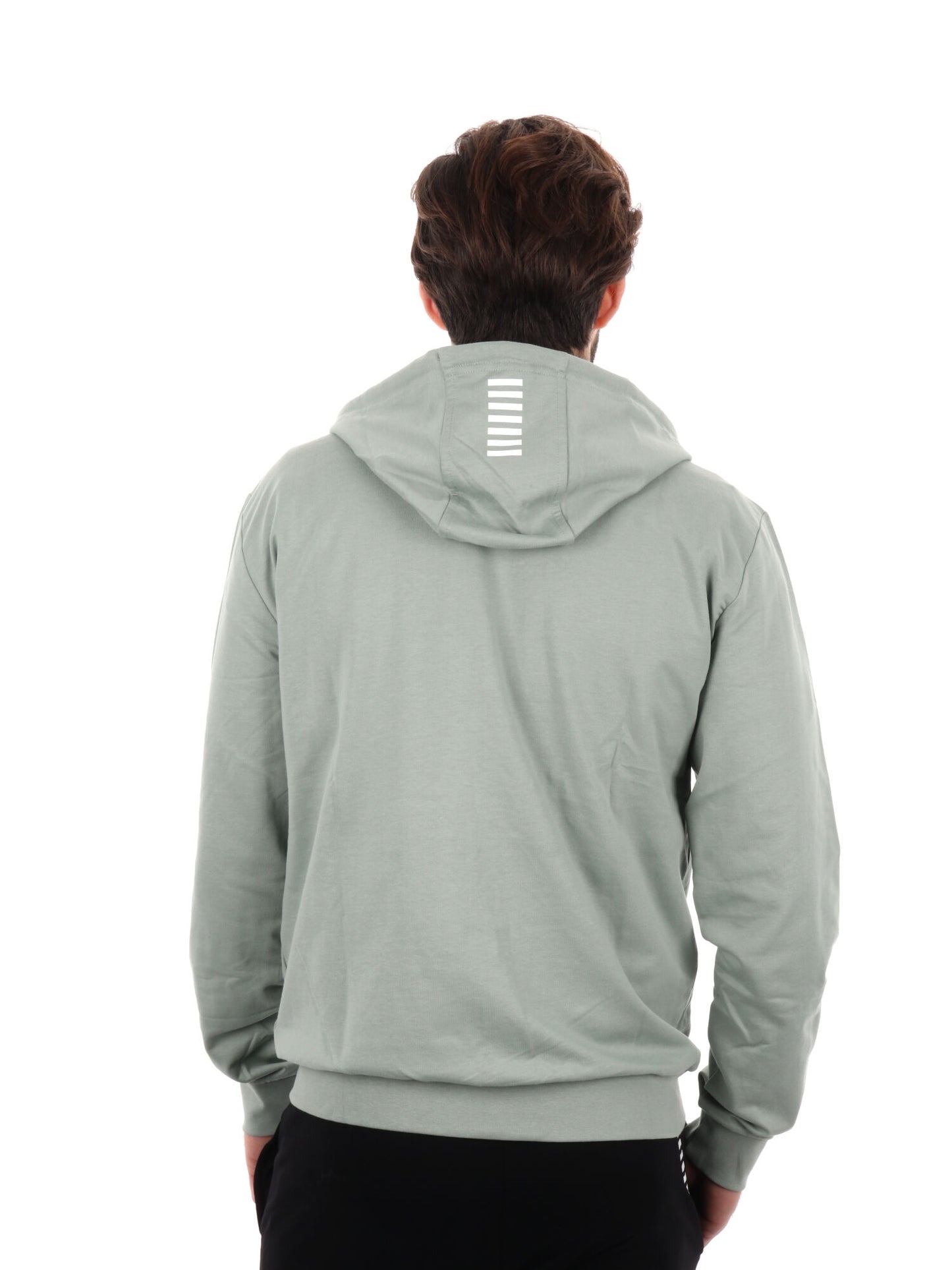 FELPA CON CAPPUCCIO E ZIP CORE IDENTITY EA7 EMPORIO ARMANI UOMO SALVIA