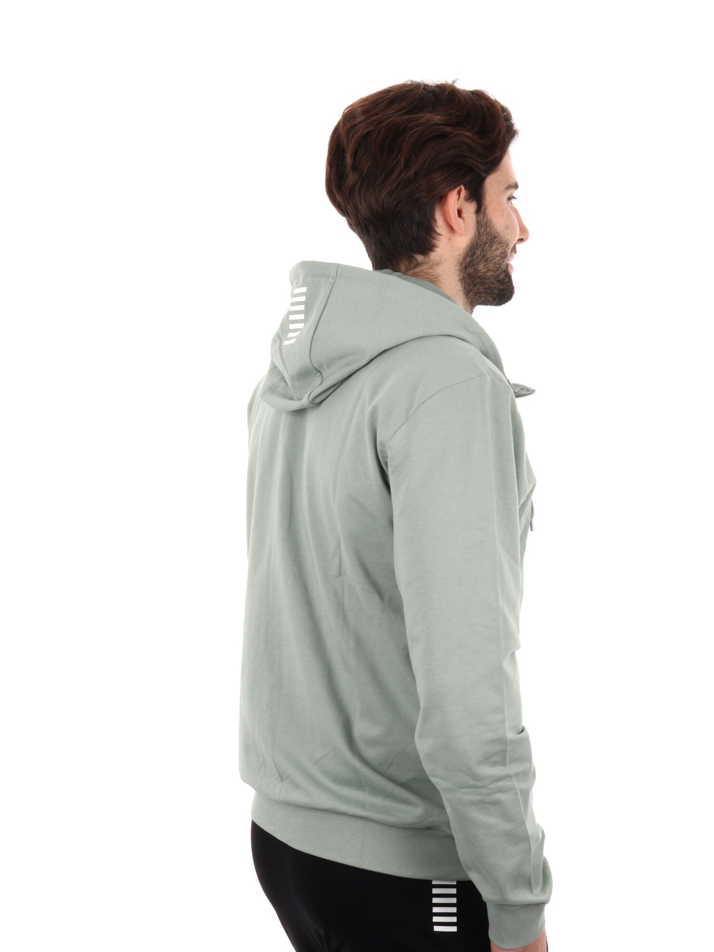 FELPA CON CAPPUCCIO E ZIP CORE IDENTITY EA7 EMPORIO ARMANI UOMO SALVIA