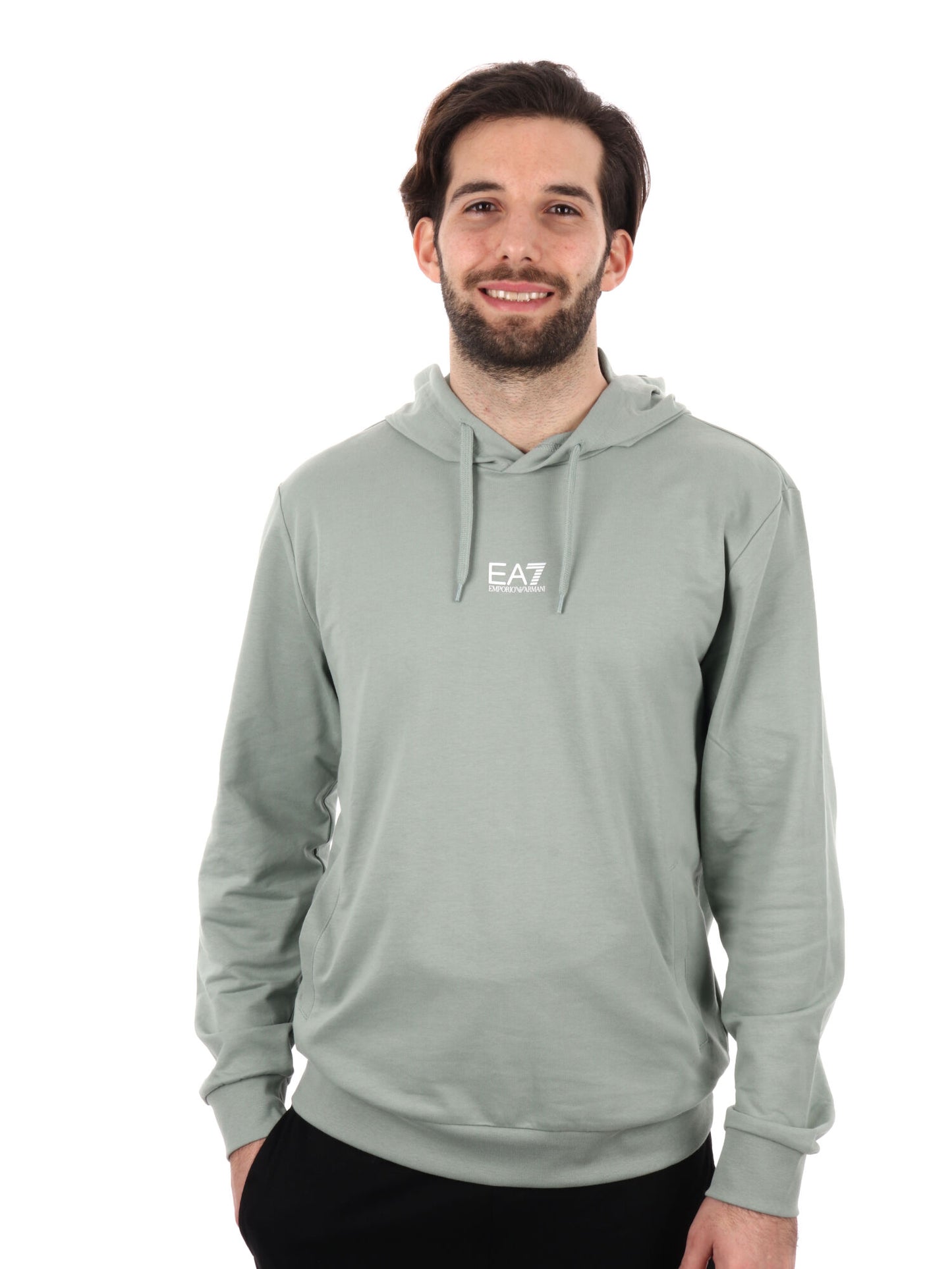 FELPA CON CAPPUCCIO CORE IDENTITY EA7 EMPORIO ARMANI UOMO SALVIA