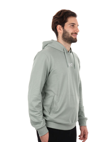 FELPA CON CAPPUCCIO CORE IDENTITY EA7 EMPORIO ARMANI UOMO SALVIA