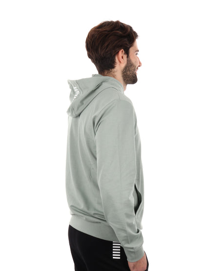 FELPA CON CAPPUCCIO CORE IDENTITY EA7 EMPORIO ARMANI UOMO SALVIA