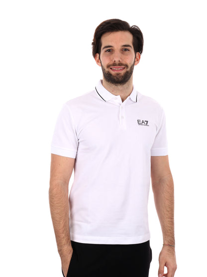Polo Core Identity in piquet di cotone stretch bianca da uomo