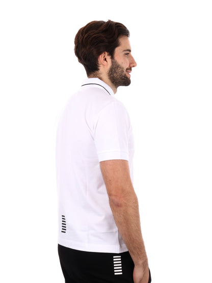 Polo Core Identity in piquet di cotone stretch bianca da uomo