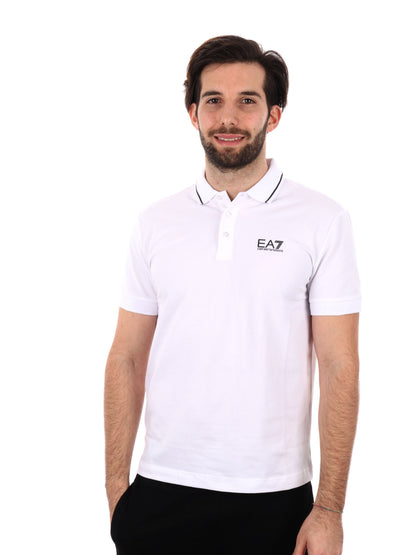 Polo Core Identity in piquet di cotone stretch bianca da uomo