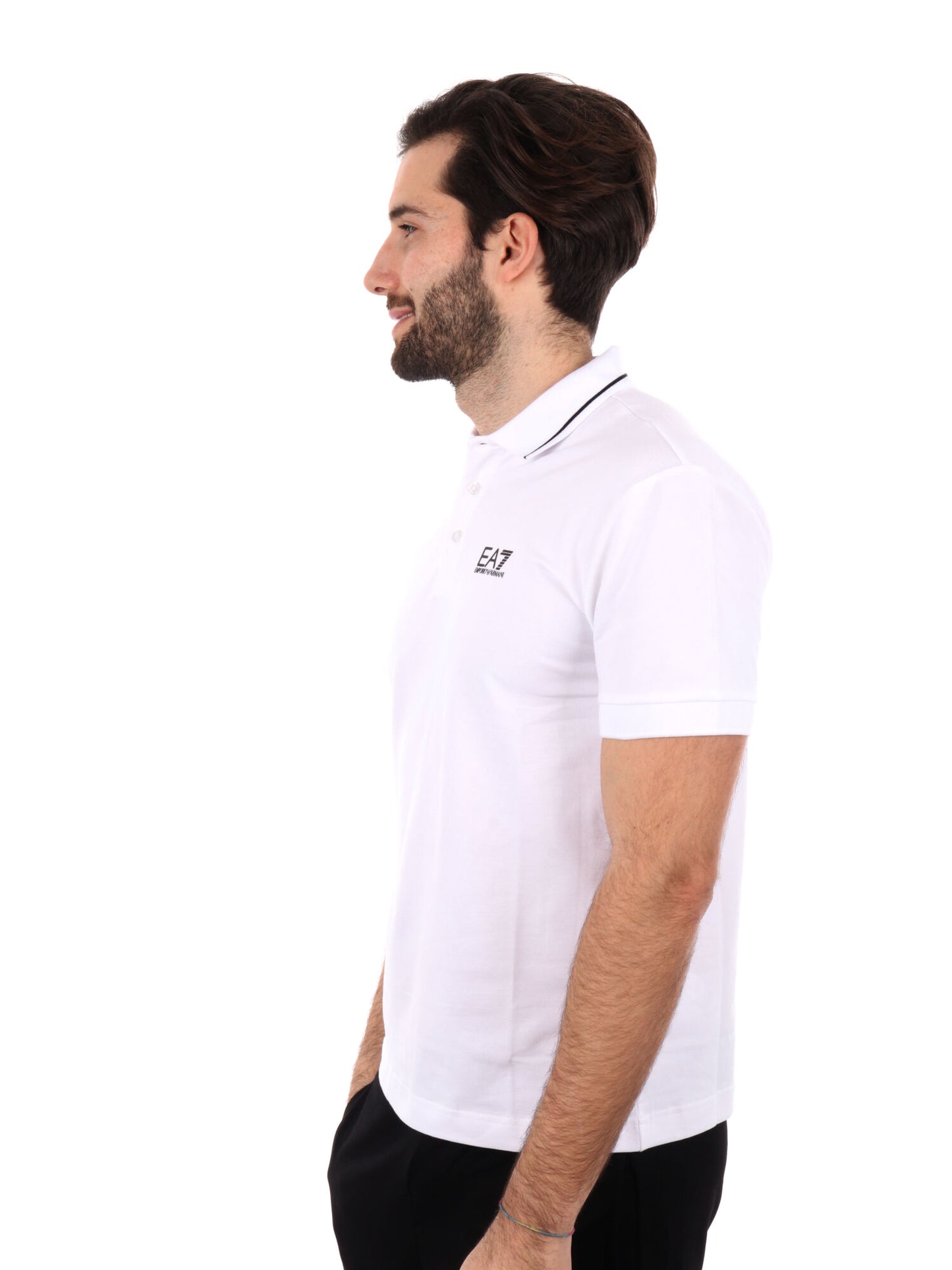 Polo Core Identity in piquet di cotone stretch bianca da uomo