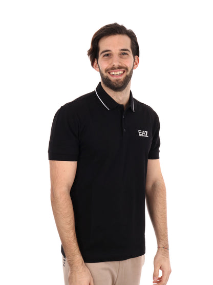 Polo Core Identity in piquet di cotone stretch nero da uomo