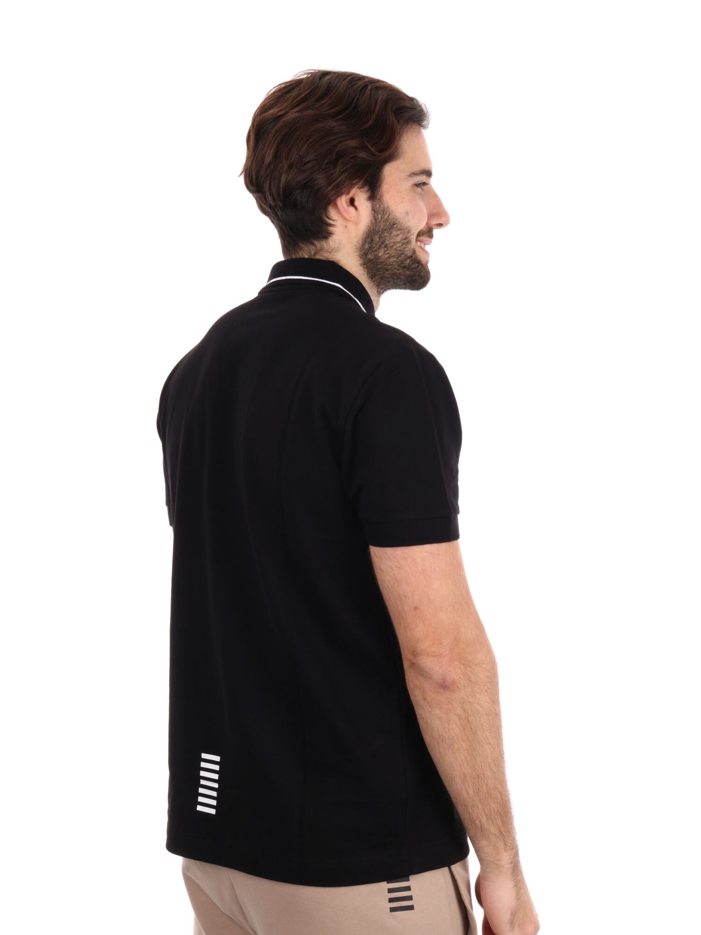 Polo Core Identity in piquet di cotone stretch nero da uomo