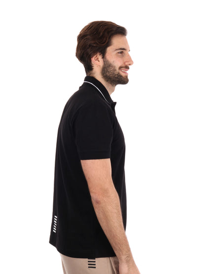 Polo Core Identity in piquet di cotone stretch nero da uomo