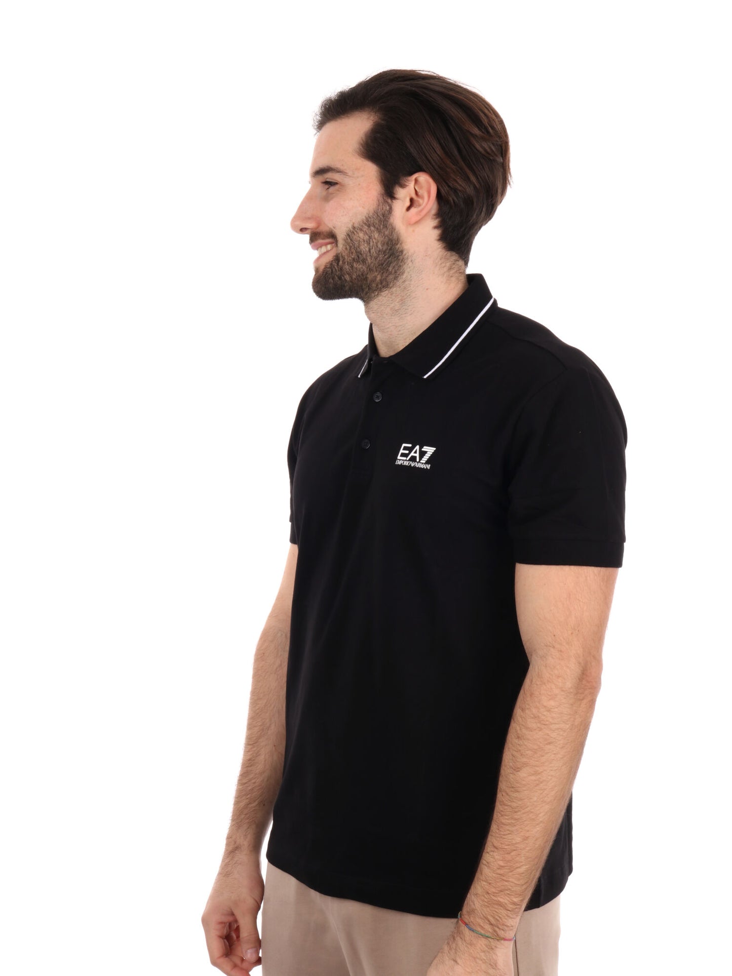 Polo Core Identity in piquet di cotone stretch nero da uomo