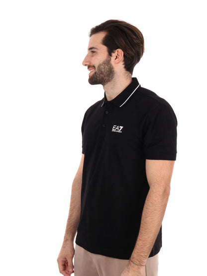 Polo Core Identity in piquet di cotone stretch nero da uomo