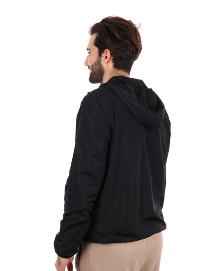 Giubbotto con cappuccio EA7 Emporio Armani da uomo nero casual