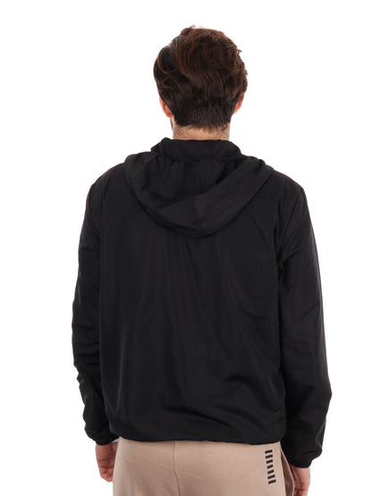 Giubbotto con cappuccio EA7 Emporio Armani da uomo nero casual