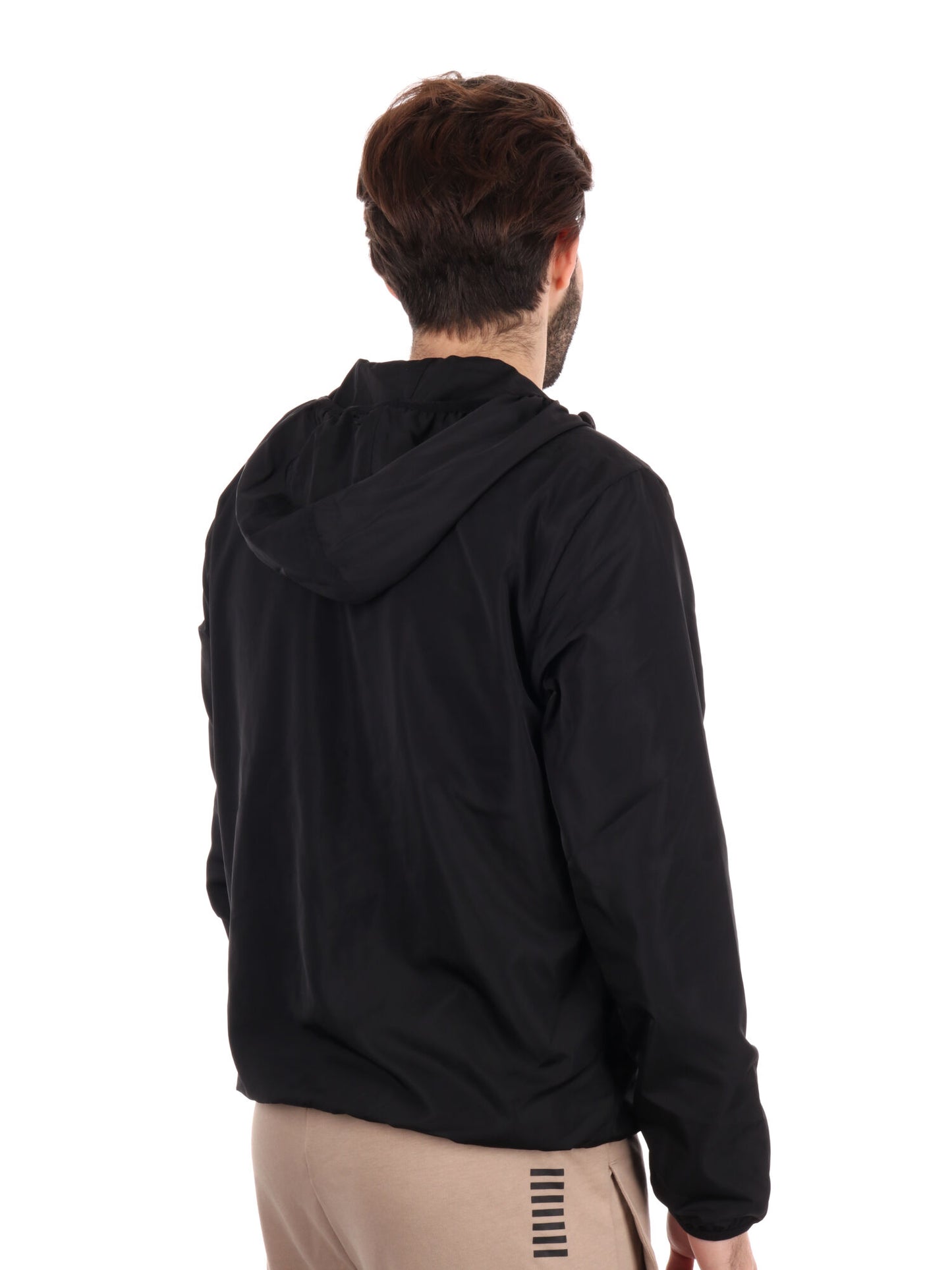 Giubbotto con cappuccio EA7 Emporio Armani da uomo nero casual