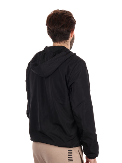 Giubbotto con cappuccio EA7 Emporio Armani da uomo nero casual