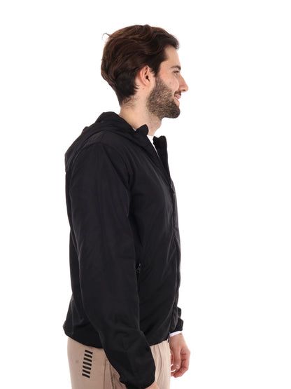 Giubbotto con cappuccio EA7 Emporio Armani da uomo nero casual