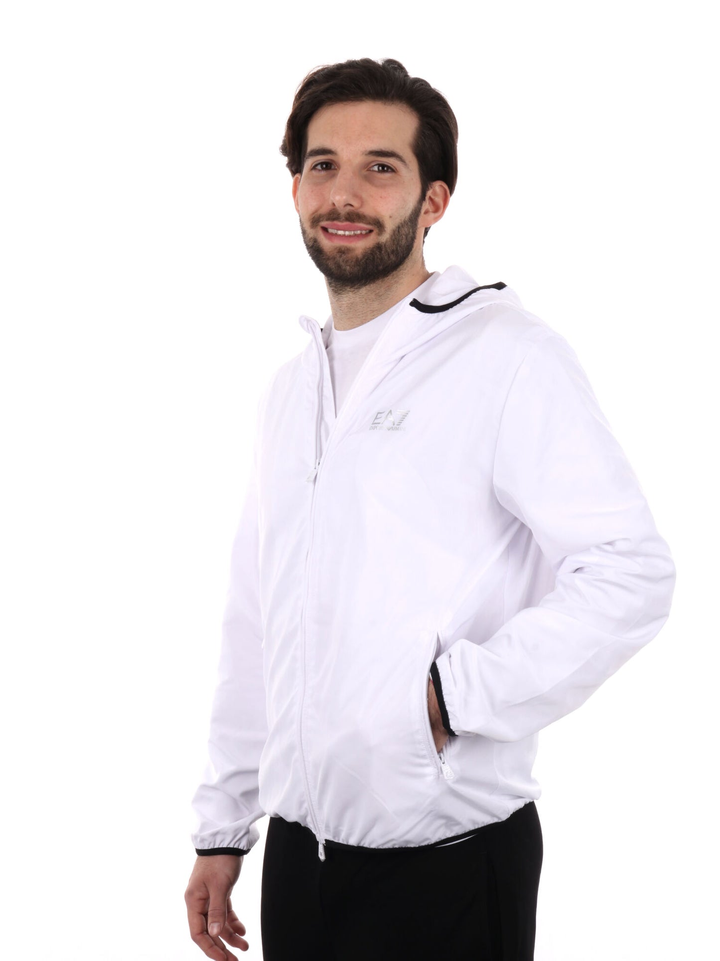 GIUBBINO CON CAPPUCCIO EA7 EMPORIO ARMANI UOMO BIANCO