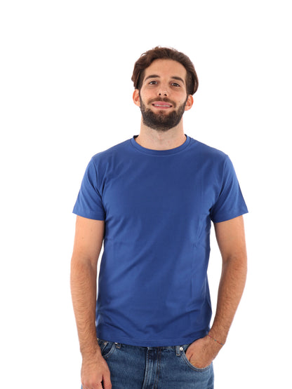 T-shirt uomo FB Prati in lycra tinta unita casual con collo girocollo