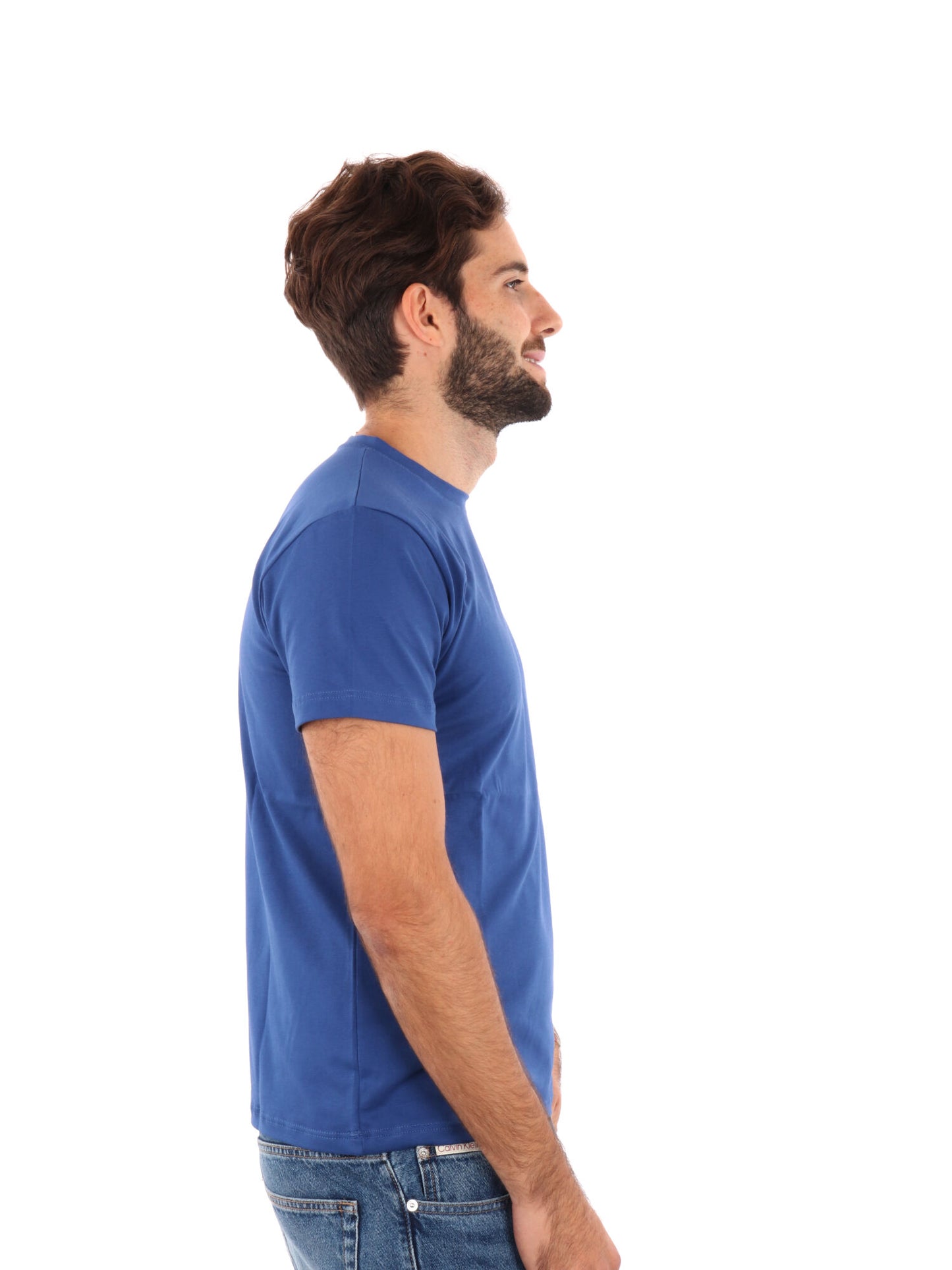 T-shirt uomo FB Prati in lycra tinta unita casual con collo girocollo